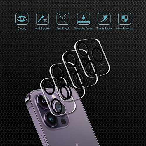 [4 pacote] 9H Filme de lente de câmera de vidro temperado, projetado para iPhone 14 Pro Max/iPhone 14 Pro Protector