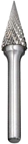 Burr de carboneto Cuttador de carboneto Double Cutter Arrms, 1/2 polegada de cabeça de cíper dia, forma de cone de haste de 1/4 com extremidade do raio para moedor de matriz rotativa
