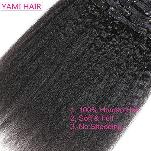 Clipe reto de Yami Kinky em extensões de cabelo humano Clip Ins Remy Hair for Women yaki clipe reto insere verdadeiro cabelo humano 120 Grama/10pcs Extensões de cabelo preto