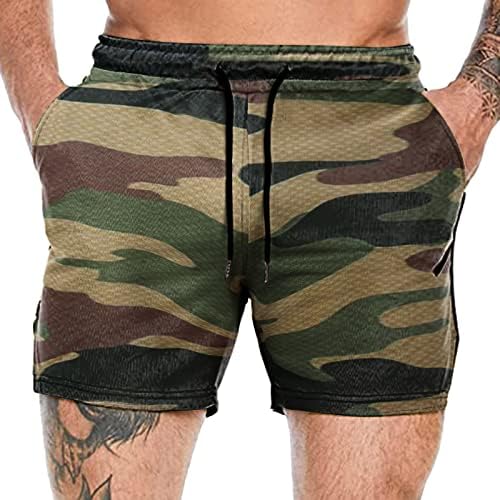 ZDDO Mens de corrida, shorts de exercícios para homens, shorts de 2 em 1 camuflagem, shorts esportivos