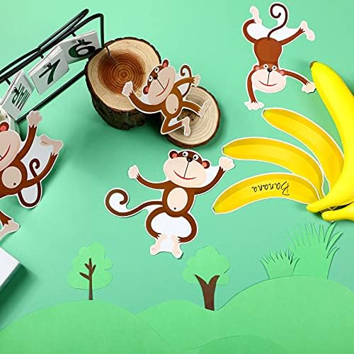 48 peças macacos recortes de bananeira recortes da selva recortes com 5 folhas de cola de cola para jogos de festa de festas temáticos