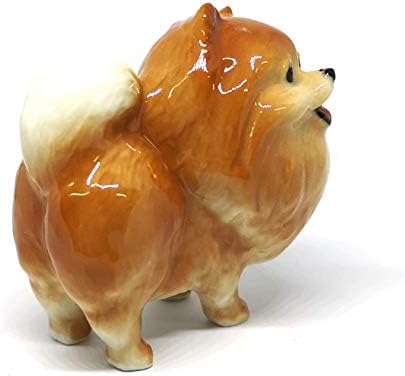 Zoocraft cerâmica miniaturas figuras pomerânia cães estátua em pé de pé marrom amantes de animais de estimação