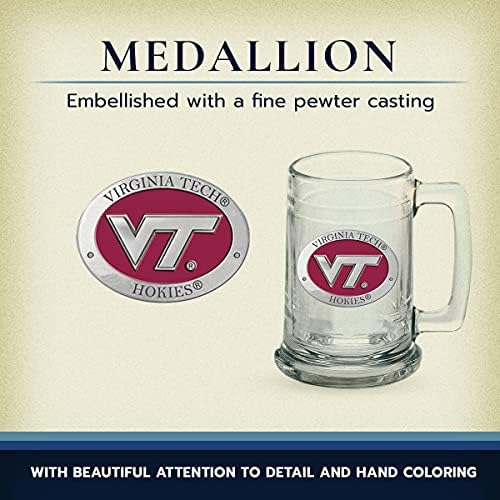 Heritage Pewter Virginia Tech Stein Glass | 15 onças de cerveja de estilo alemão | Metal de metal intricadamente