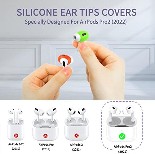 Para tampas de pontas de orelha AirPods Pro 2 [ajuste na caixa de carregamento], tampa de ponta de orelha anti-deslizamento