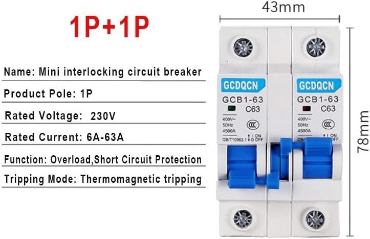 1pcs 1p+1p MTS Manual de transferência de potência dupla Mini interlock circuito para 220V AC 6A-63A 50/60Hz