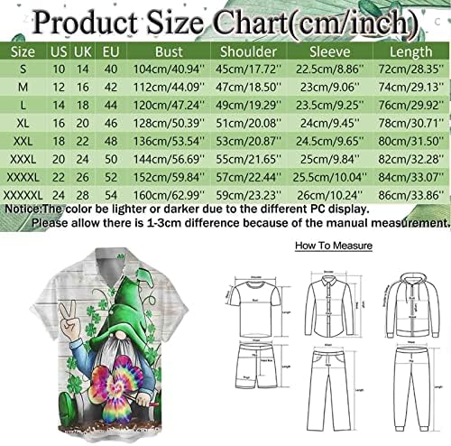 Dsodan St. Patrick's Day masculino Button Down Down Camisetas de manga curta Casual Tops Green Graphic Plus Tamanho