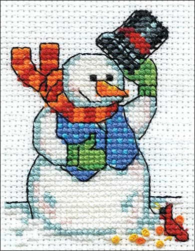 Design Works Counted Cross Stitch Kit 2 x 3 pol. Snowman e cardeal
