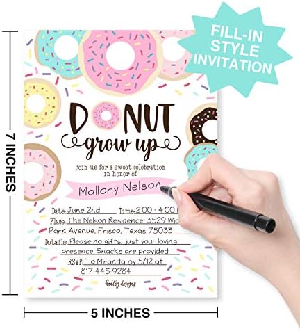 25 Convites para festas de aniversário de donut Kids, primeiro chá de bebê convites, menino ou menina