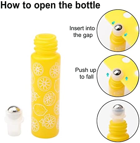 Rolo de vidro de 10 ml de jiuwu em garrafas, garrafas de rolos de vidro amarelo de 10pcs com bolas