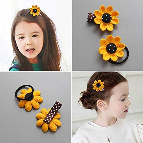 Pulabo simples e sofisticado design2 peças clipes de cabelo infantil garotas girassol clipes de cabelo de flor
