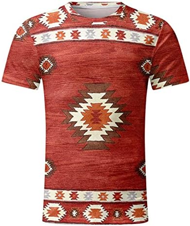 Masculino verão geométrico de impressão de camisetas Blusa redonda de manga curta Tops camisetas grandes e altas camisetas para homens
