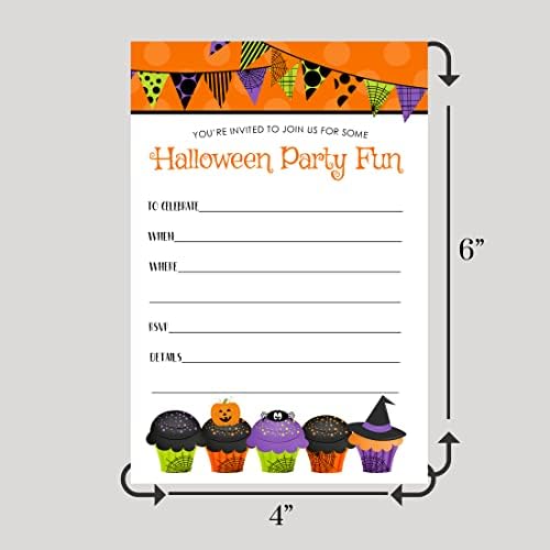 Convites de festas de Halloween e envelopes Pumpkin Convites para crianças Figurino Aniversário - 4x6 Blank Card Set - Paper Festa inteligente