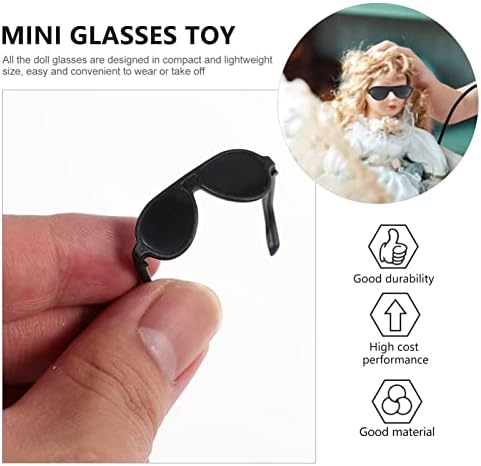 Stobok Baby Toys Mini Doll Glasses Toy: Chapéus de boneca 80pcs Vestidos de óculos de boneca pretos Up OpyeGlasses