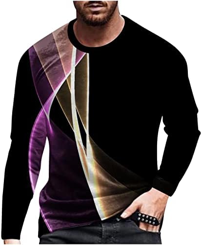 Camisas de manga comprida para homens Casual Redond Pushart Line 3D Blusa de camiseta impressa camisa de compressão