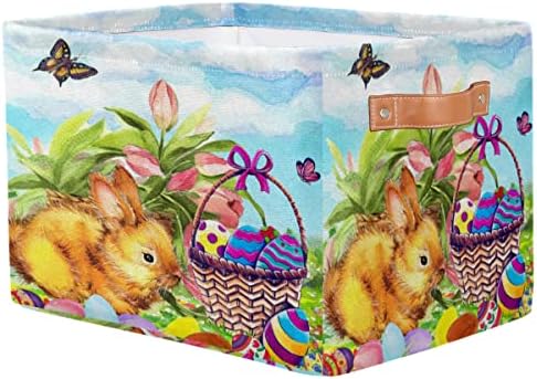 Uoyo páscoa coelho ovos cesto cesto de primavera flor flor grande cesta de armazenamento lixeira com punhetas brinquedos