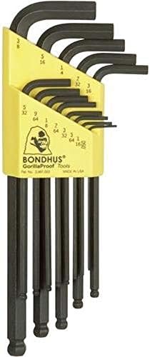 Bondhus 10937 Conjunto de 13 Balldriver L-Wrenches, tamanhos 0,050-3/8 polegadas