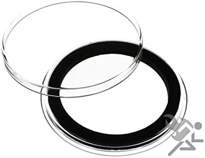 Tubo da cápsula da tampa preta de Onfireguy e 20 suportes de moedas de anel preto de 38 mm de 38 mm para