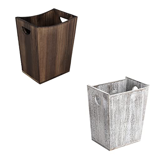 Eteli Wood Hedge Basket Casket Small lata de lata de lixo retangular de escritório decorativo com 2 alças para o banheiro quarto de cozinha hotel
