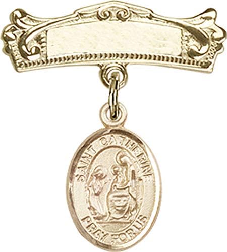 Rosgo do bebê de obsessão por jóias com Santa Catarina de Siena Charme e Pin Arched Polded Badge | Distintivo