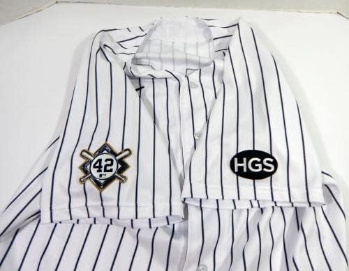 2020 New York Yankees Aaron Hicks 42 Jogo emitiu Grey Jersey Robinson Day HGS P - Jogo usada MLB Jerseys