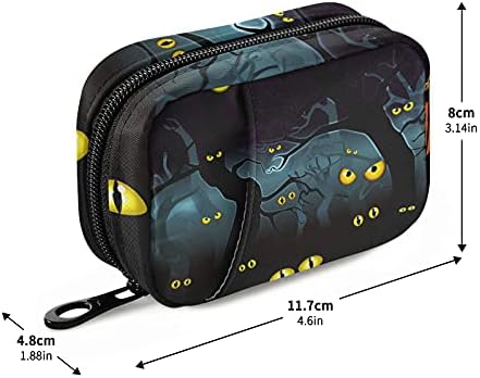 Happy Halloween Black Cat Eyes Pill Case Bag Box Organizer com zíper suplementos portáteis de suplementos