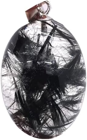 Jóias de pedra de cristal de quartzo rutilado preto e preto preto para mulheres curando presente
