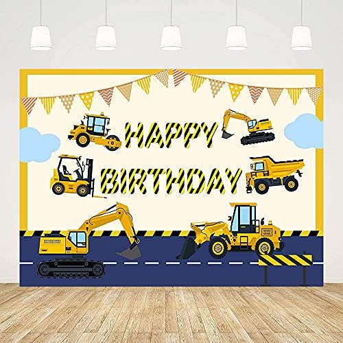 Ablin 7x5ft em construção tema cenário de meninos de feliz aniversário decorações de festas dump caminhão escavadeira