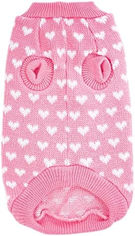 Suéteras de cachorro fabuloso coleira hole cão padrão de pet pêssego roupas de inverno suéter fofo e coração