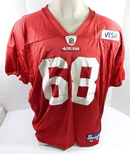 2009 San Francisco 49ers Adam Snyder 68 Game usado Jersey de prática vermelha xxxl 511 - Jerseys