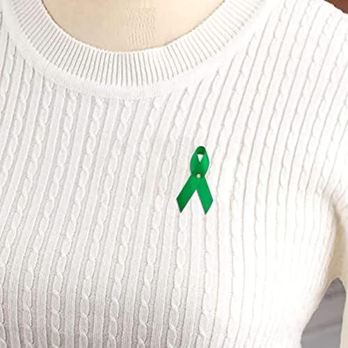CRAFFANCE 100PCS Green Ribbon Cetin Pins, pinos de saúde mental com tag de metal esperança