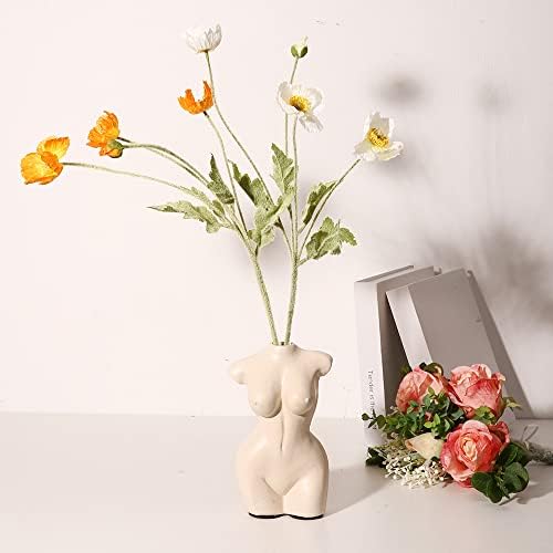 Vaso corporal forma feminina para decoração de banheiro boho, flores boho, vaso boho para decoração minimalista, vaso pequeno para decoração eclética, decoração de vaidade, vaso bege, vaso em forma de corpo