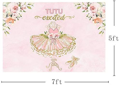 Mehofoto tutu excitado menina de chá de chá de bebê pano de fundo rosa floral glitter glitterina