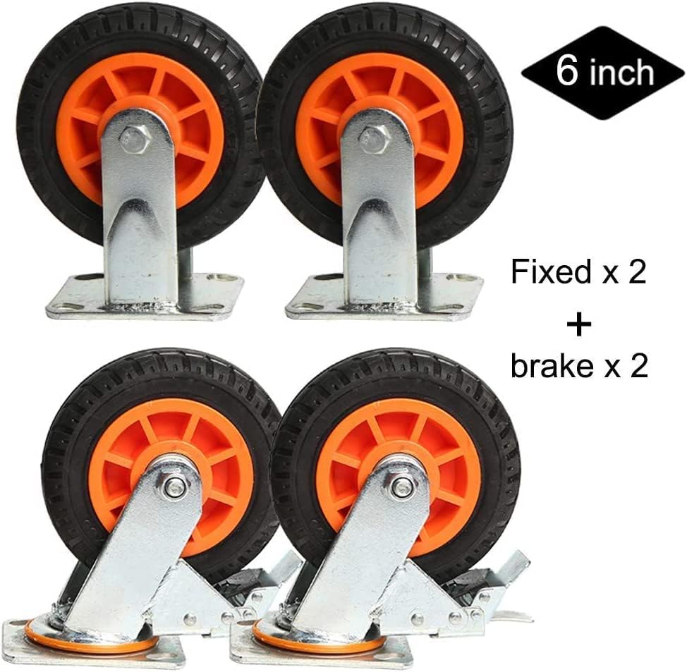 Casters de rodízios de umky rodízios de placas de 4 compacta rodas giratórias de borracha, recebantes industriais