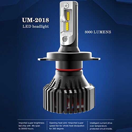 Iluminação Alla UM -2018 Vision 9007 HB5 LED FARÇONS BULLS 8000 Lumens 6500K - 6500K Substituição