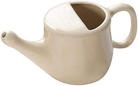 Pote de Neti de cerâmica qimacplus com naralha à prova de vazamentos - capacidade melhor - mantém 350 ml - com aderência de conforto - sem chumbo e microondas e lavadora de louça segura