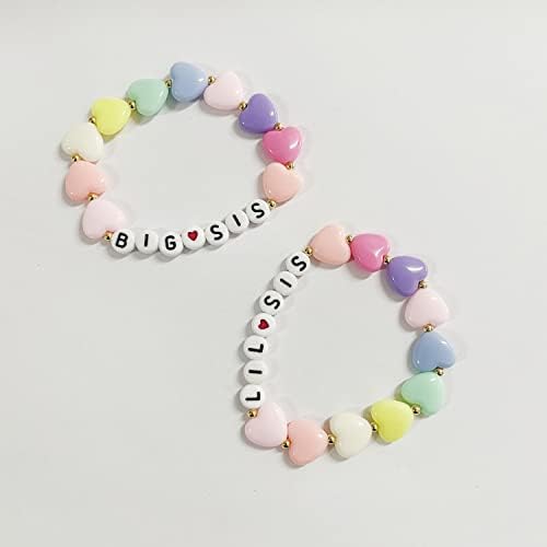 Big Sister Bracelet Gifts for Girls, Bracele Pastel Rainbow Heart for Sisters, Anúncio da Irmã, Jóias