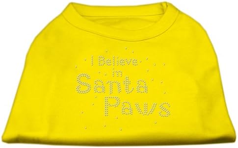 Mirage Pet Products 14 polegadas Eu acredito na camisa impressa de Santa Paws para animais de estimação, grande, amarelo