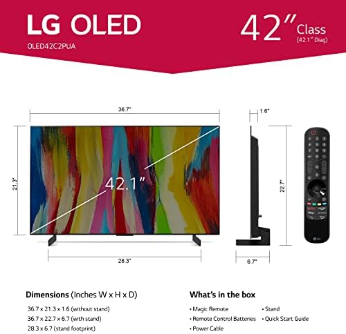 LG Classe OLED EVO C2 Série 4K TV inteligente de 65 polegadas com Alexa OLED65C2PUA S75Q 3.1.2CH