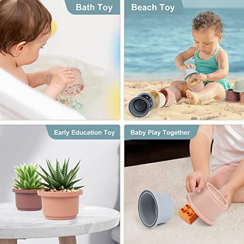 Bath Batching Cups Bath Toy para crianças de 1 a 3,8pcs de ninho empilhável xícaras de água piscina de água para 6-12 meses infantil, educação educacional.