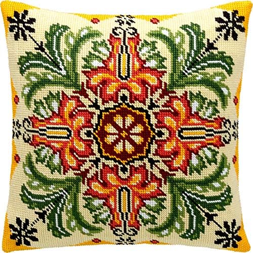 Brvsk Little Flowers Padrão de William Morris. Kit de bordado. Jogue travesseiro 16 × 16 polegadas. Tela
