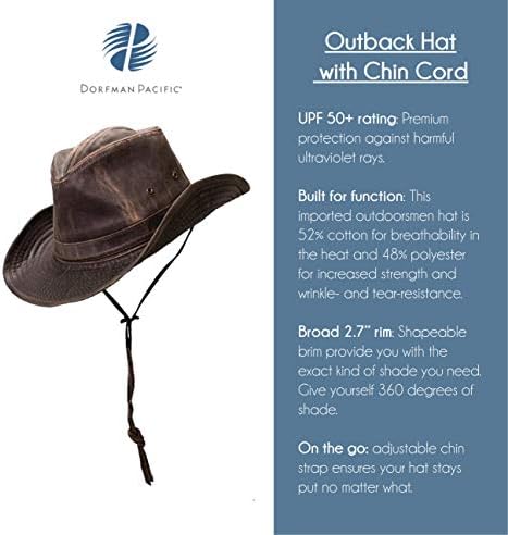 Dorfman Pacific Men's Outback Hat com cordão de queixo