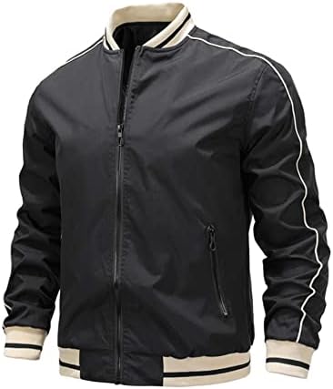 Jaqueta de jaqueta masculina para homens, contraste com a jaqueta de bombardeiro listrada