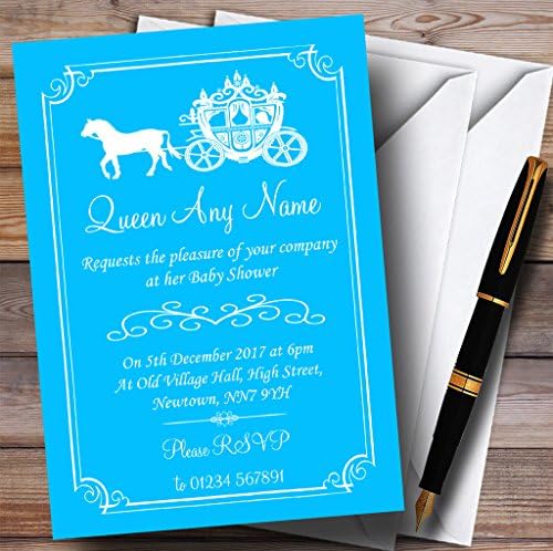 Invites de princesa para carruagem de cavalo azul convites de chá de bebê