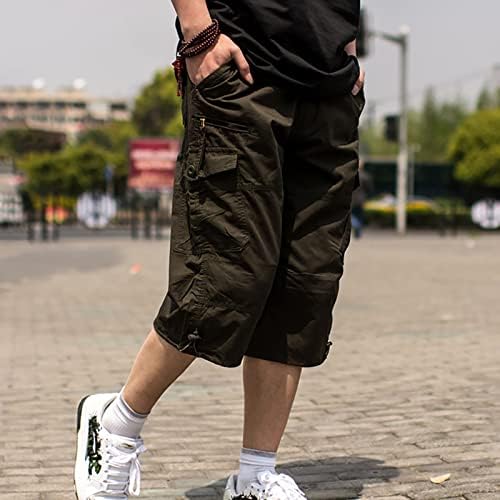 Shorts de caminhada homens, shorts de carga masculinos de cargo casuais abaixo do joelho 3/4 shorts de carga com