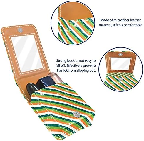 Caixa de batom com listras de espelho St. Patrick's Lip Gloss Solter Portable Batom Storage Box Travel Makeup Bag Mini Cosmético bolsa de cosméticos segura 3 batom