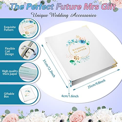 Livro e Organizador do Planejador de Casamentos para o Kit de Flores da Noiva com adesivos Bookmarks