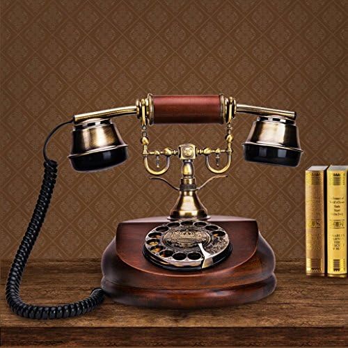 Wood Antique Telefone Dial rotativo Retro Telefone antiquado em casa Telefone fixo American Creative