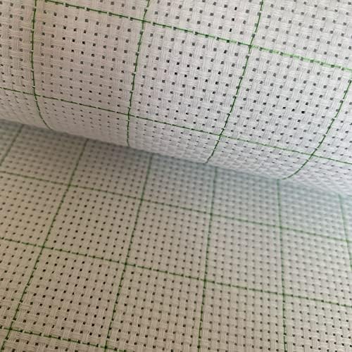 11ct Easy Count Thread Grid Pano Aida Bordado Cruz Stitch Fabric, Green Grid, W29 X L39