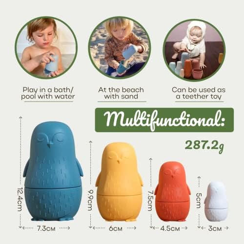 Silicone 4pcs Russian Nesting Dolls Montessori Toys educacionais para bebês e crianças pequenas - bonecas