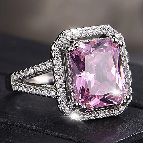 2023 Novo requintado requintado diamante rosa geométrico square borda clássica anel clássico Ladies Jewelry Gift High Low Ring para filha